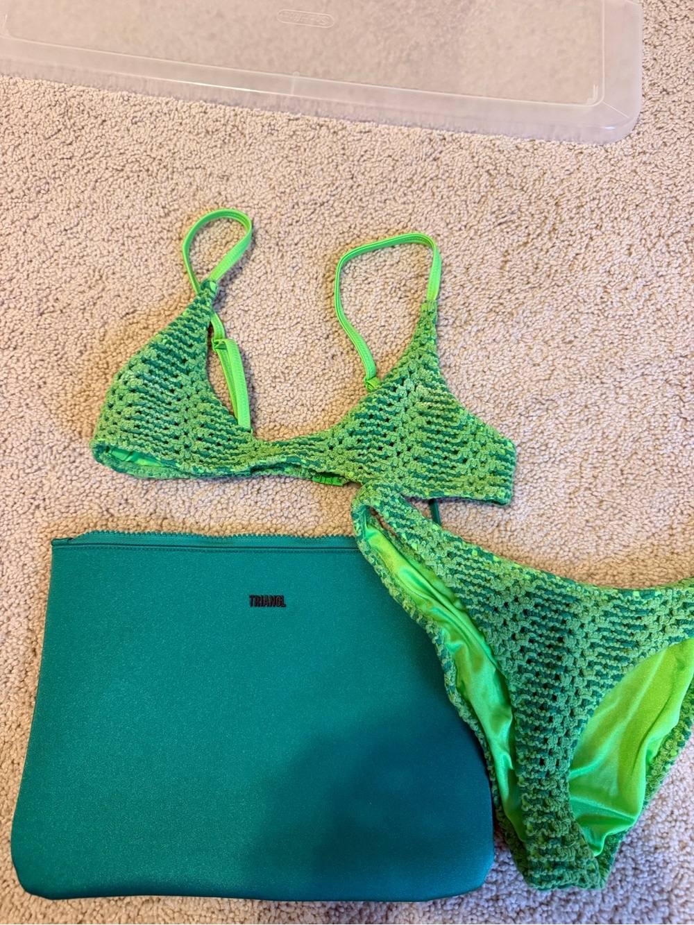 triangl swimwear Green Crochet Bikini Set